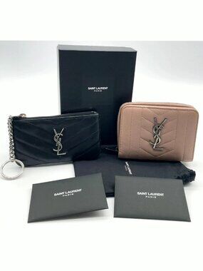 Authentic YSL Saint Laurent Matelasse Wallet & Card Holder Set